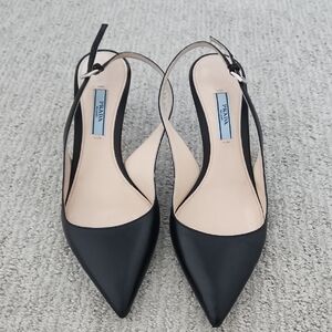 Prada Women's Black Pointed Slingback Heels